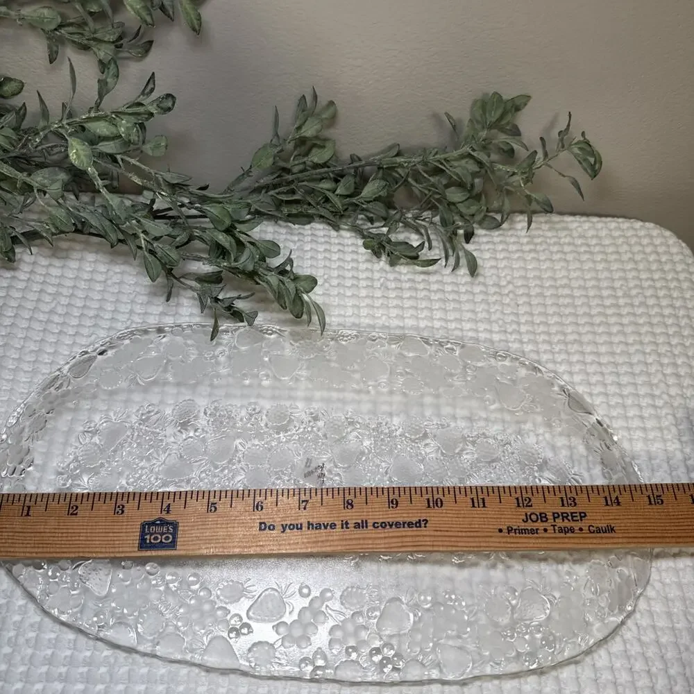 Mikasa Walther Crystal Strawberry Berry Glass Platter 16” West Germany Vintage